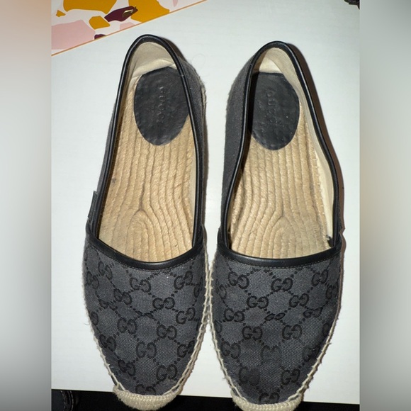 Gucci GG logo espadrilles slip on shoes size 40 - Picture 1 of 7